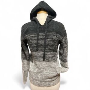 Men's Retrofit Hooded Sweater Gray & Black Size Small